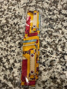 Yellow Printed Silk Twilly